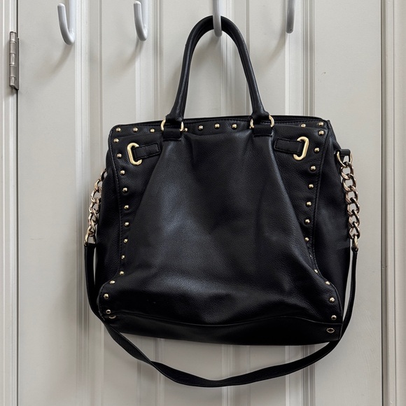 Michael Kors Large Black Studded Satchel with Gold Details - Picture 11 of 12